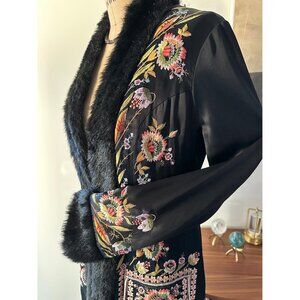 Vintage silk embroidered winter duster